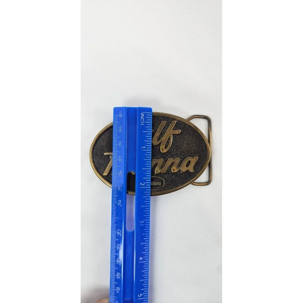 Vintage 1977 Carnation Calf Manna Solid‎ Brass Belt Buckle Award Design